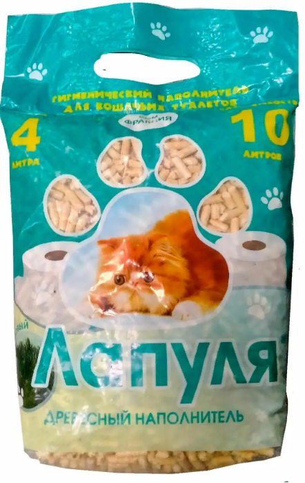 Наполнитель для кошек Лапуля древесный мелкая фракция 4 л