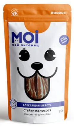 Лакомства для собак MOI стейки из лосося 85г