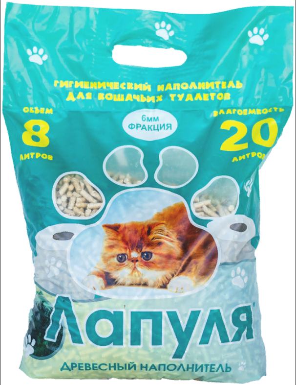 Наполнитель для кошек Лапуля древесный мелкая фракция 8 л