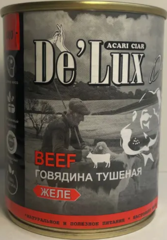 Консерва Acari ciar De Lux HUMAN GRADE  Говядина для собак: ЖЕЛЕ 400 г