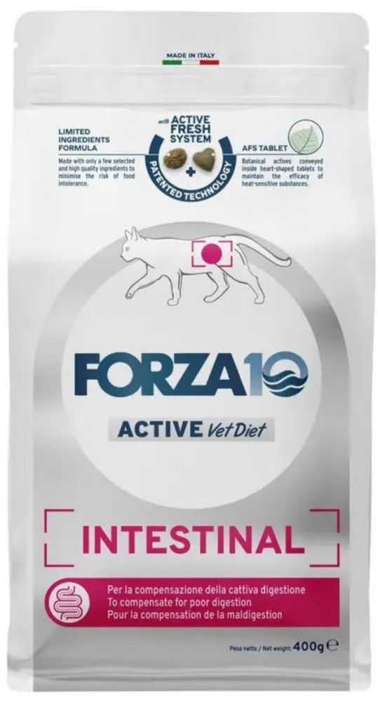 Корм Forza10 Active Intestinal для кошек, при заболеваниях ЖКТ, с рыбой 400 г