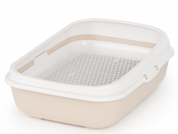 Лоток ALTA для кошек малый (с бортами и сеткой на высоких ножках) (бежевый)