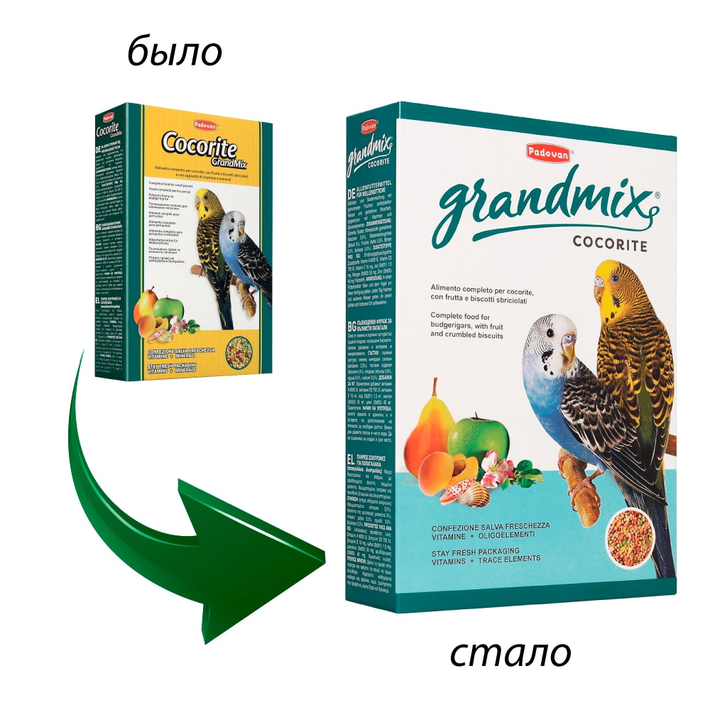 Корм Padovan Grandmix Cocorite для волнистых попугаев, 400 г