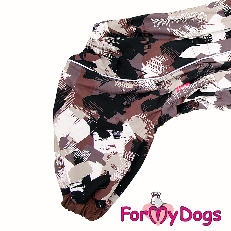 ForMyDogs Комбинезон ДОЖДЕВИК для собак Коричневый камуфляж для мальчиков С2 60*80 см