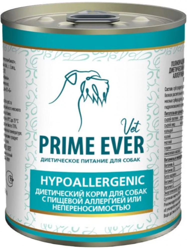 Консервы Prime Ever VET для собак при пищевой аллергии 340 г: ПАШТЕТ